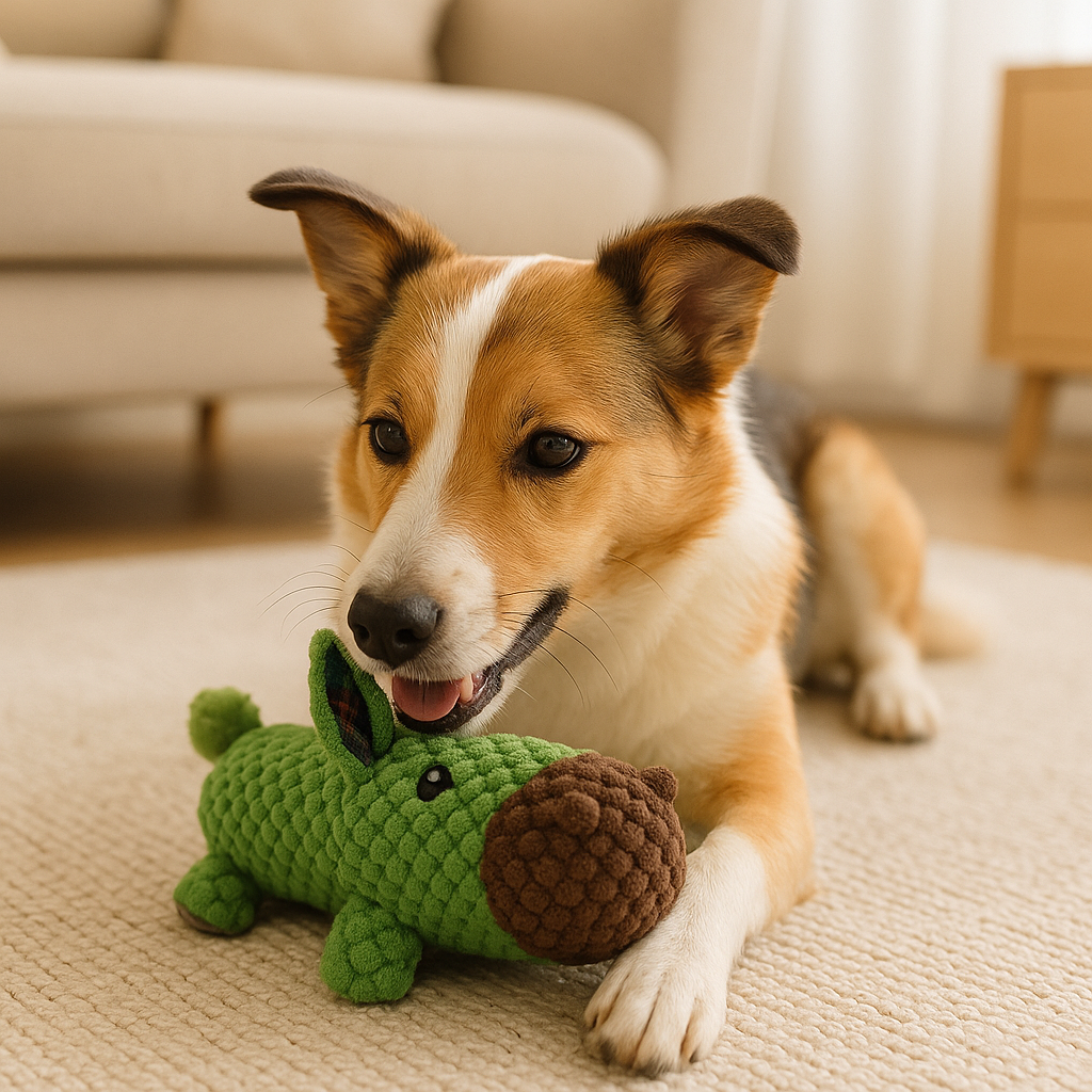 BloomBuddies – Squeaky Plush Animal Chew Toy (Machine-Washable)